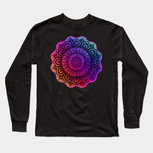 Digital Fluid Art Design - from Original Cup Technique - Rainbow Mandala Long Sleeve T-Shirt